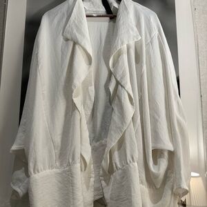 Elegant White Draped Cardigan